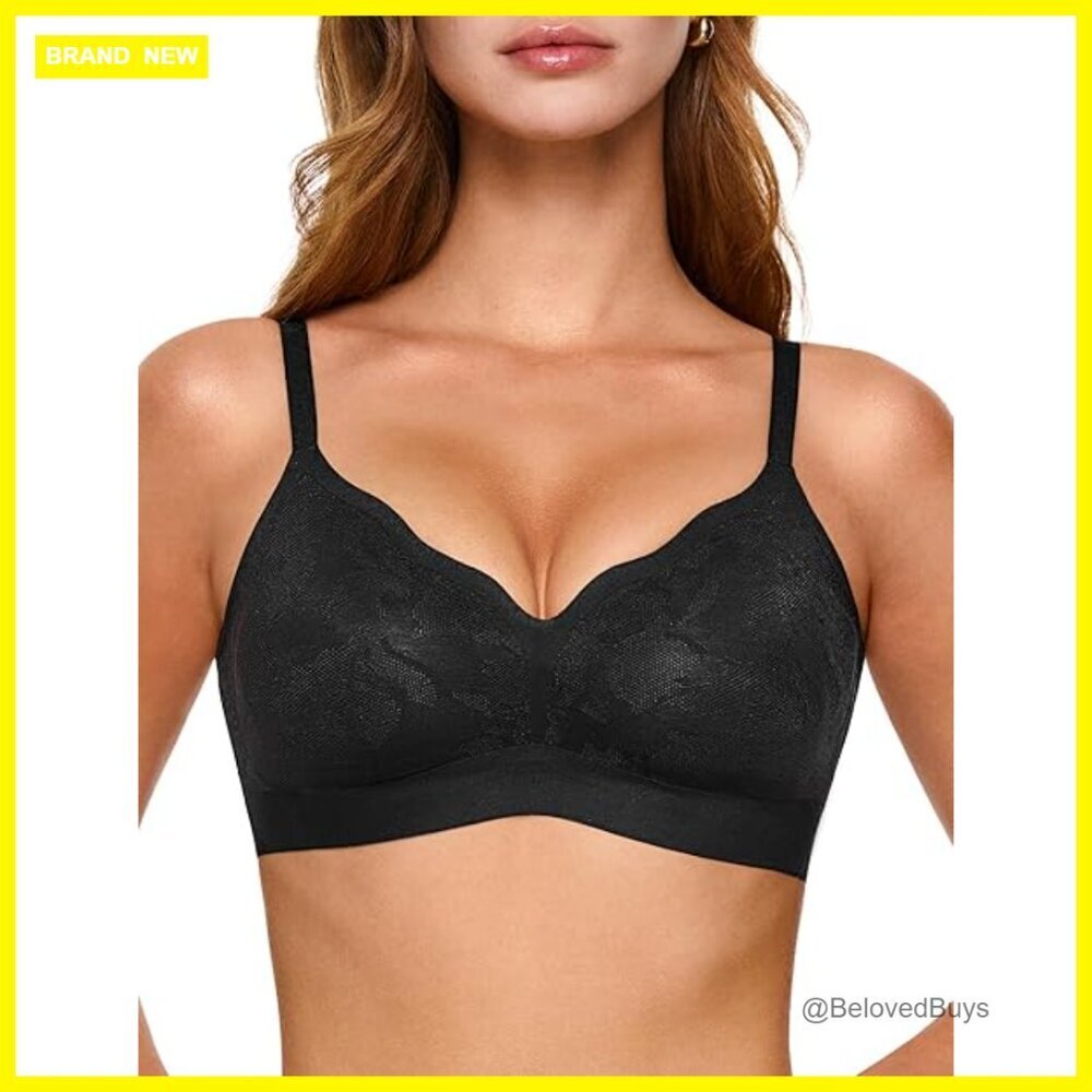 Wireless Lace Bralette, Seamless T-Shirt Bra, Full Coverage, Light Support